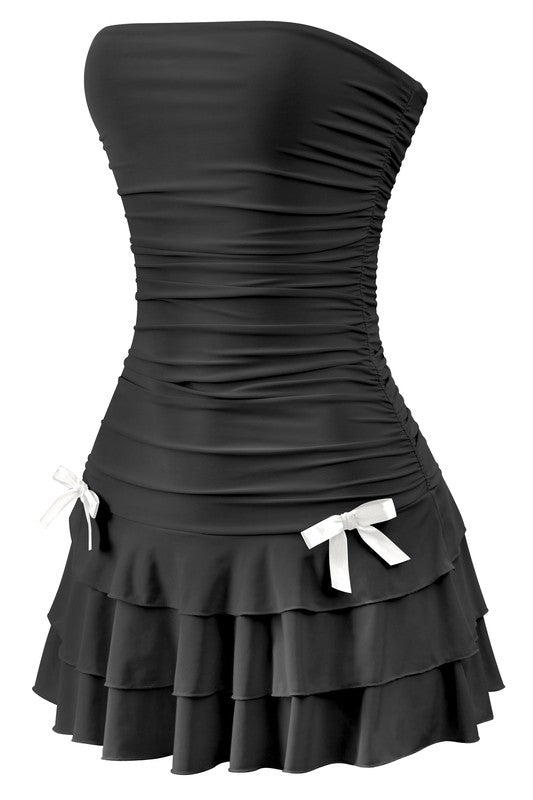 Bow Detail Tube Mini Dress