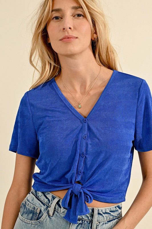 Button Down Tie-Front Top