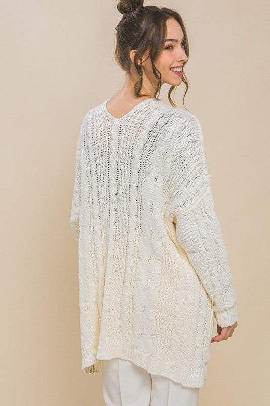 Chenille Cable Knit Oversized Sweater