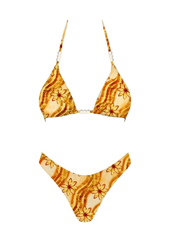Como Pearl Detail Floral Bikini Set