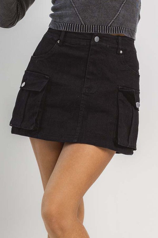 Denim Cargo Skirt