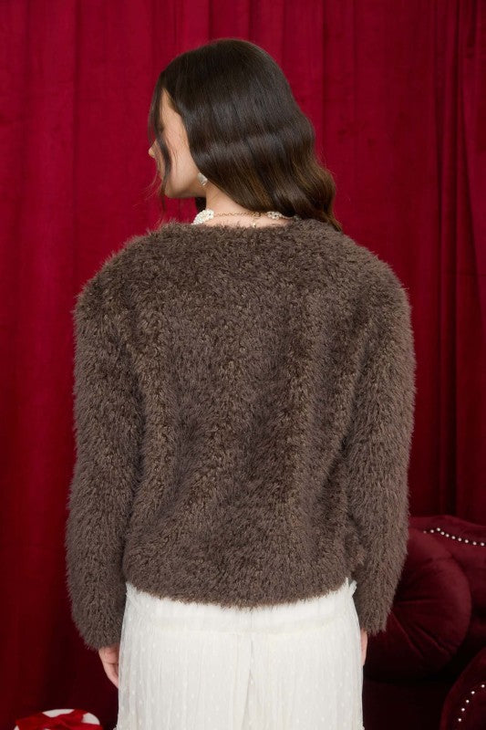 Faux Fur Open Front Jacket