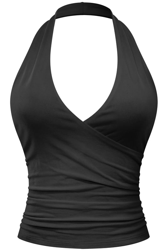 Halter V-neck Open Back Top