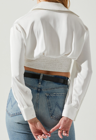 Millie Cropped Button Up Satin Top