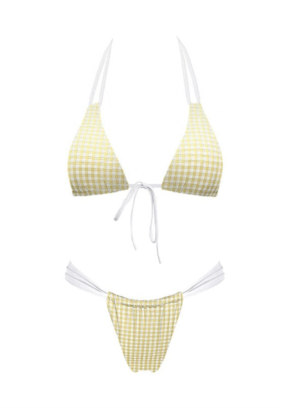 Lemonade Gingham Triangle Bikini Set