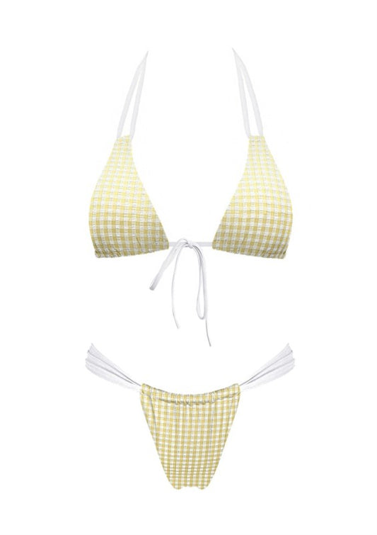 Lemonade Gingham Triangle Bikini Set