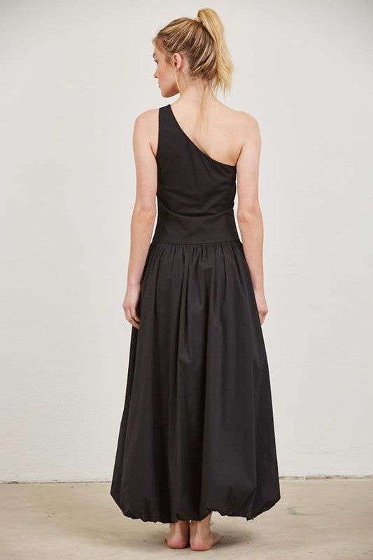 One Shoulder Balloon Maxi Dress