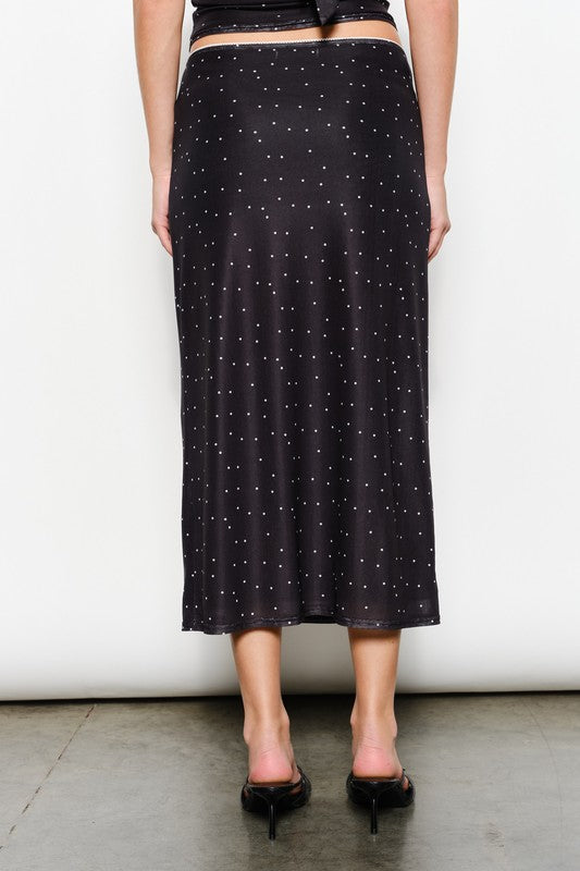 Polka Dot Mesh Midi Skirt