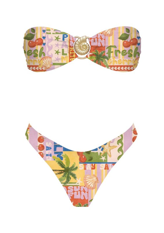 Tropical Seaside Soiree Bandeau Bikini Set