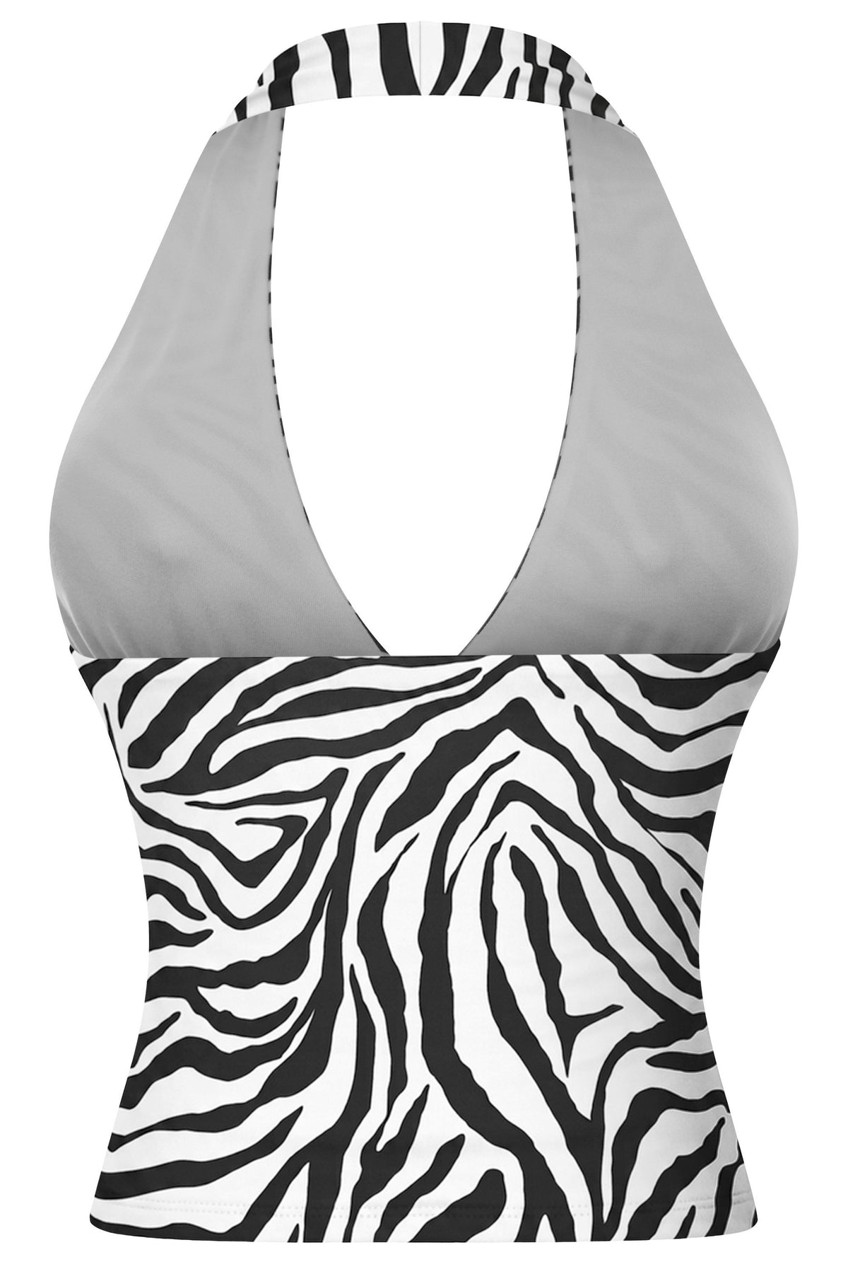 Sleeveless Halter Zebra Print Crop Top