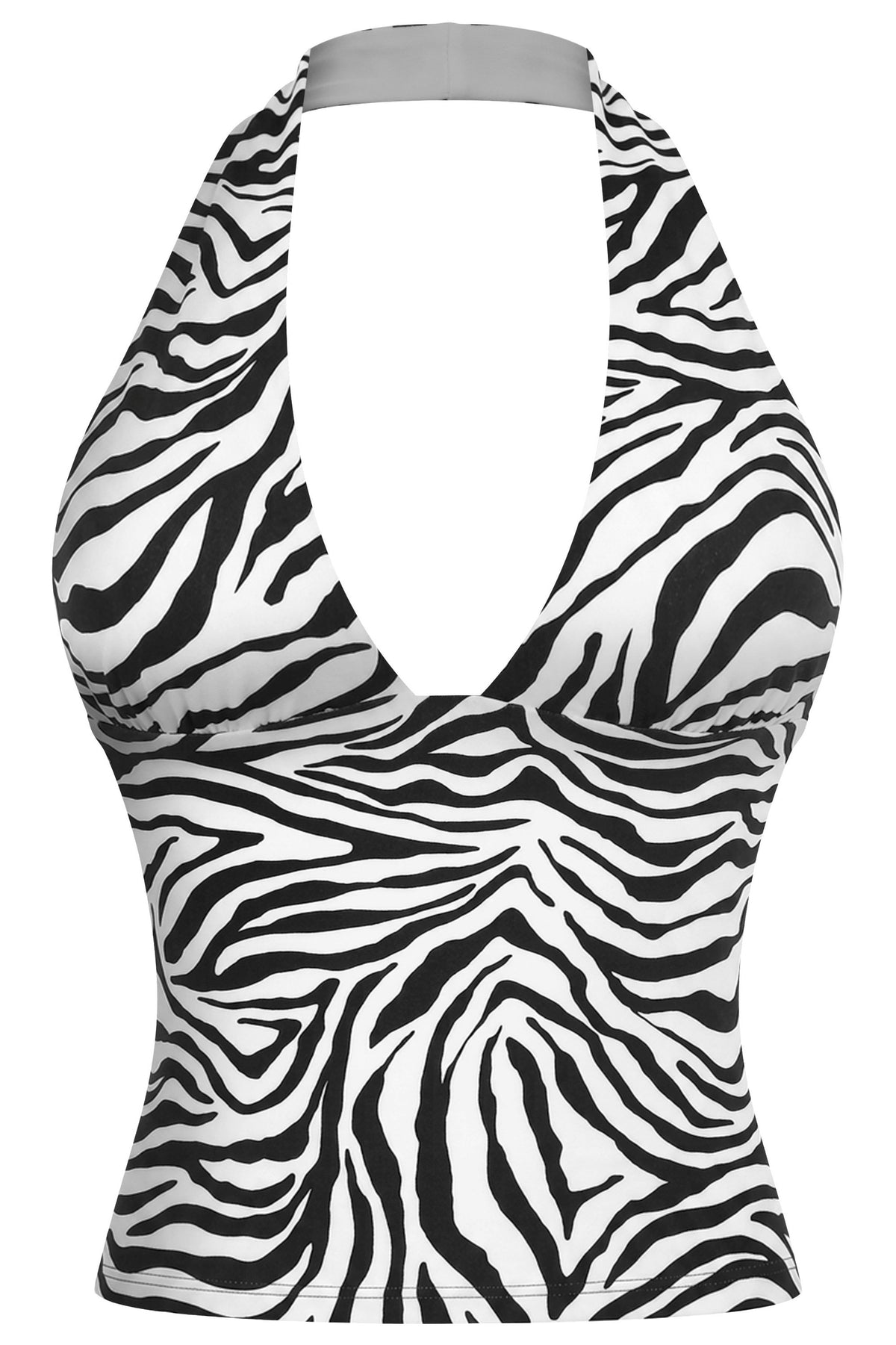 Sleeveless Halter Zebra Print Crop Top