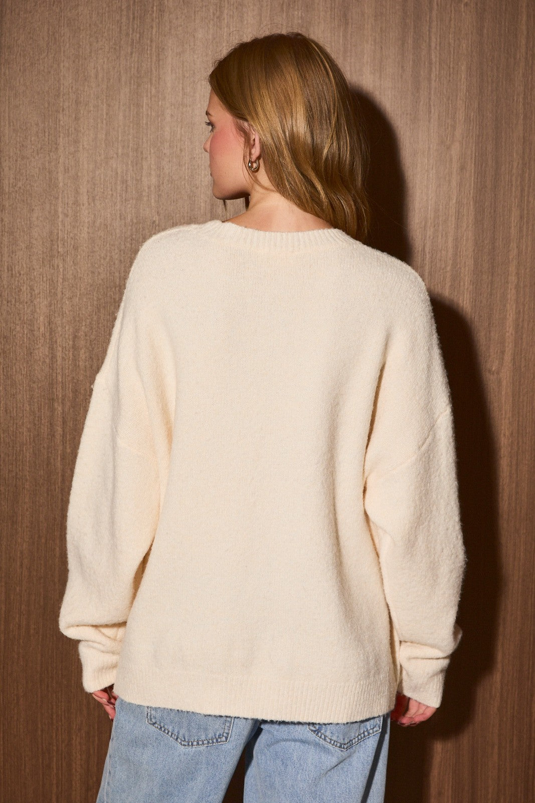 Snowman Embroidered Oversized Sweater