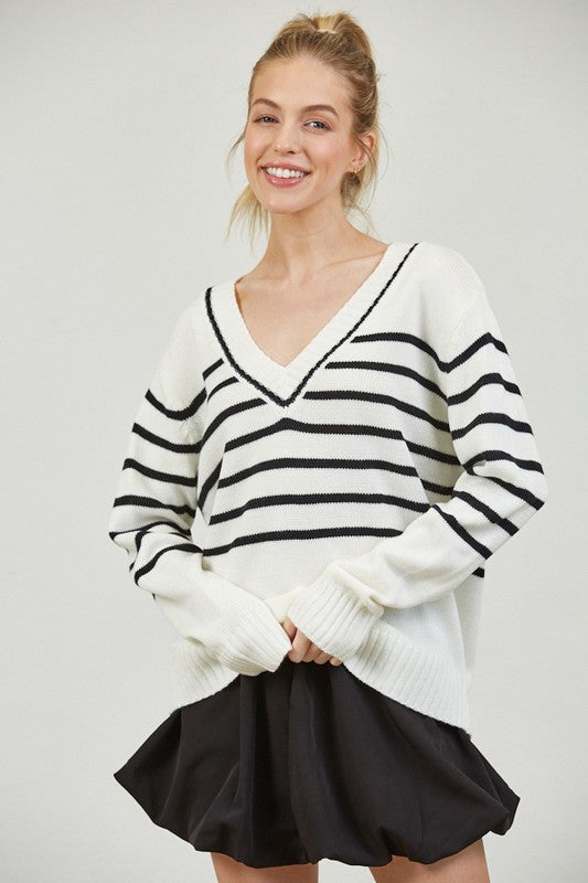 Striped V-Neck Sweater