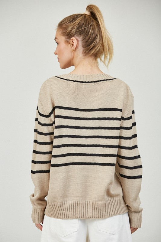 Striped V-Neck Sweater