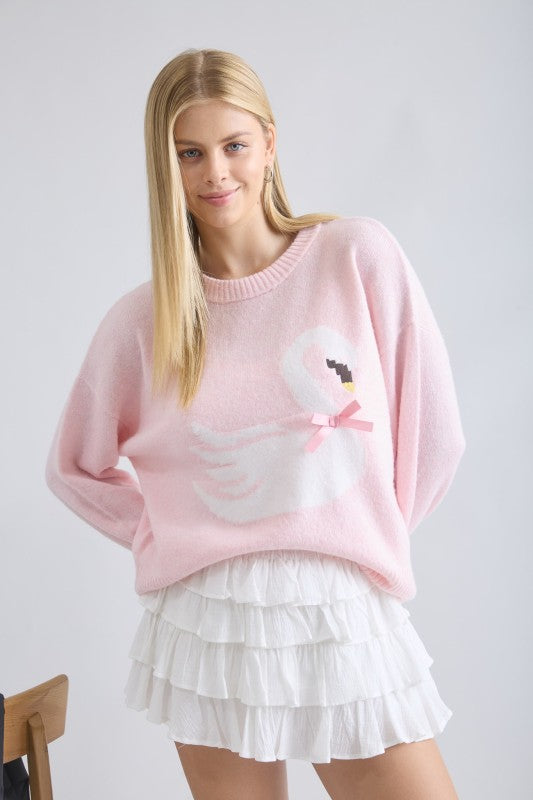 Swan Sweater with Bow Detail