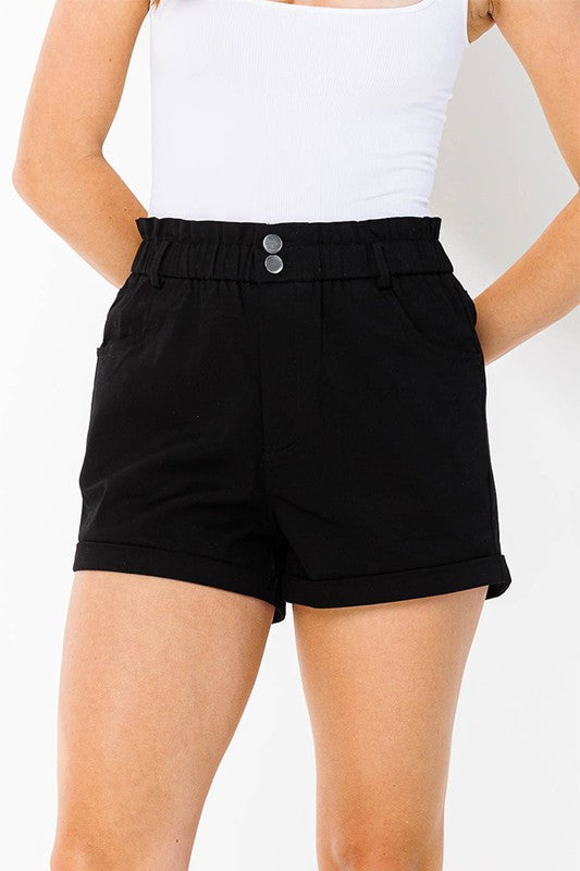 Double Button Twill Shorts