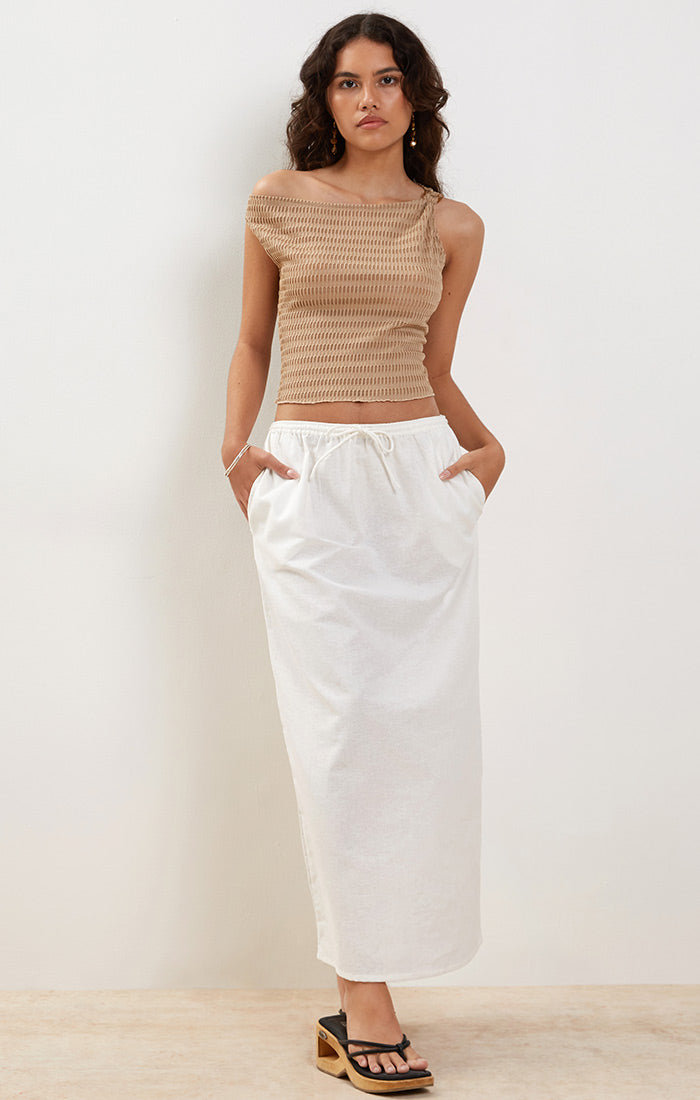 Joelene White Midi Skirt