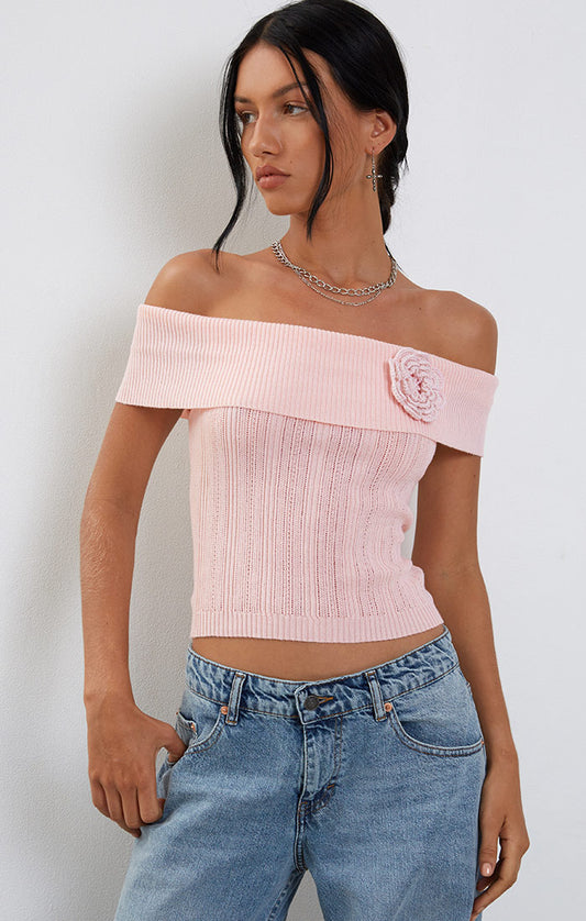 Brenda Pointelle Rossette Top