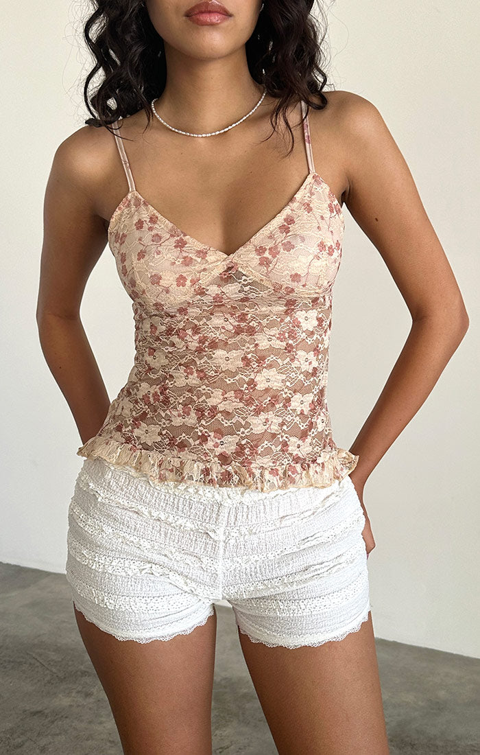 Rumaysa Lace Floral Cami Top