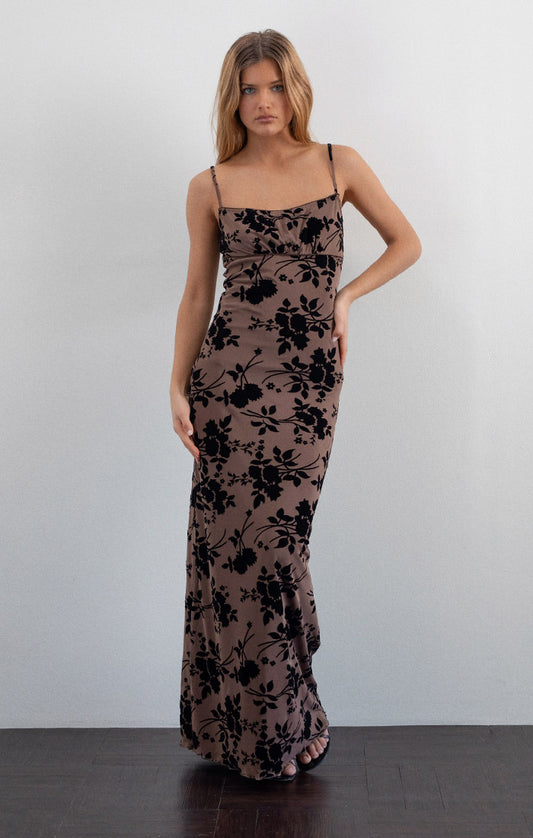 Darsih Floral Flock Maxi Dress