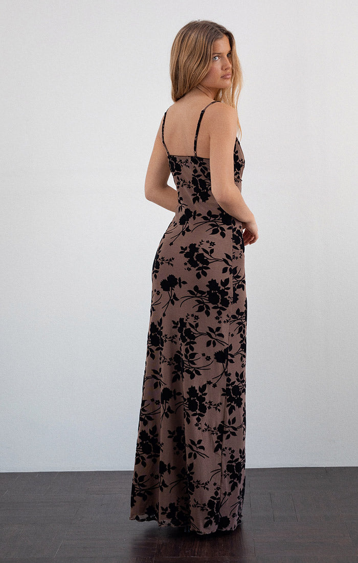 Darsih Floral Flock Maxi Dress