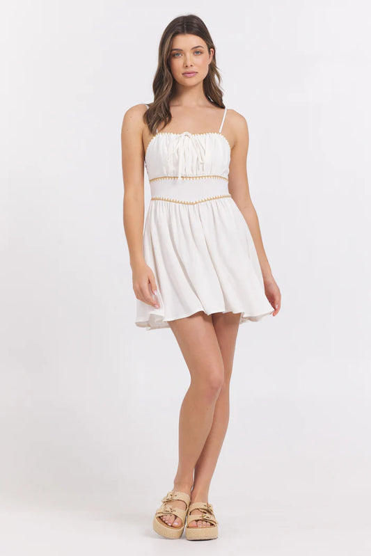 Mini Dress with Tan Whip Stitch