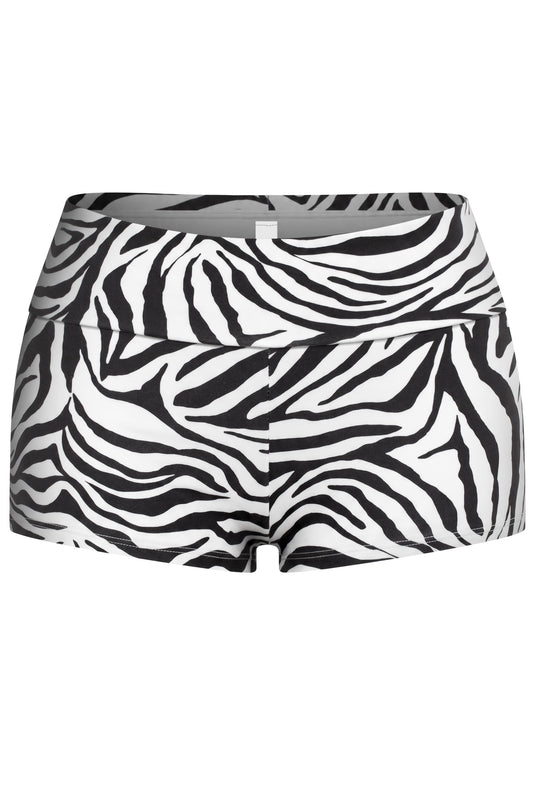 Fold Over Mid-Waist Zebra Shorts